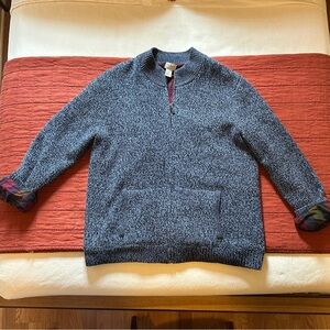 LL Bean Flannel Lined Zip Sweater